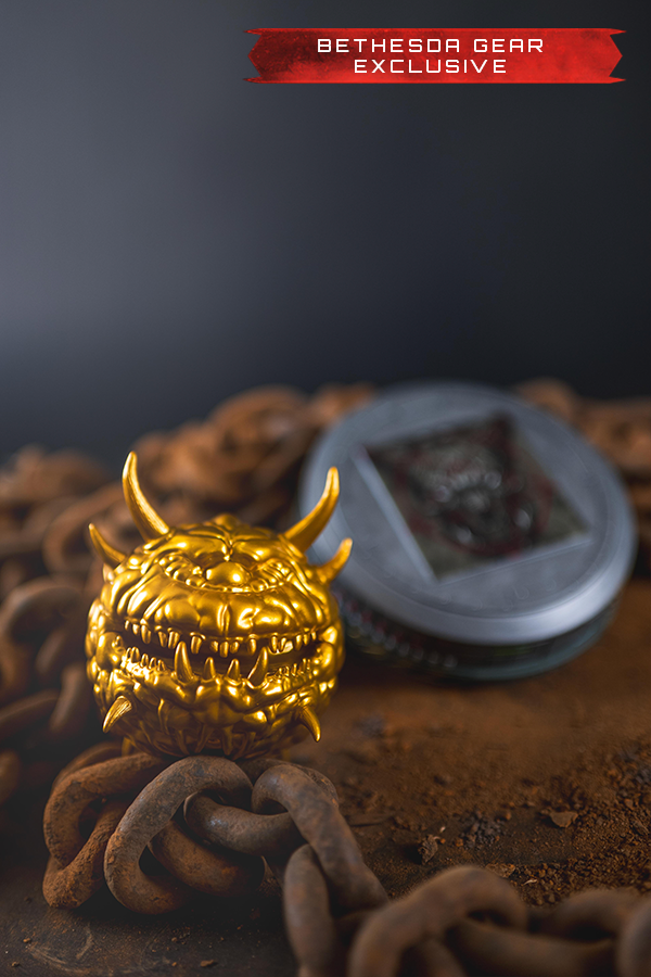 Figurina del cacodemone d'oro fluttuante di DOOM (1993) (esclusiva Bethesda Gear)