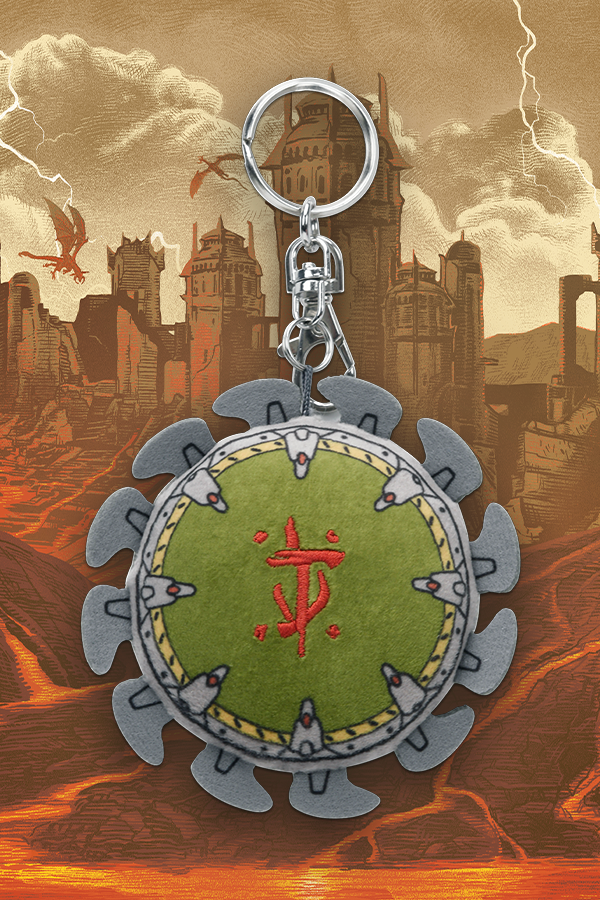bethesda gear store international DOOM: The Dark Ages Shield Saw Plush Keychain