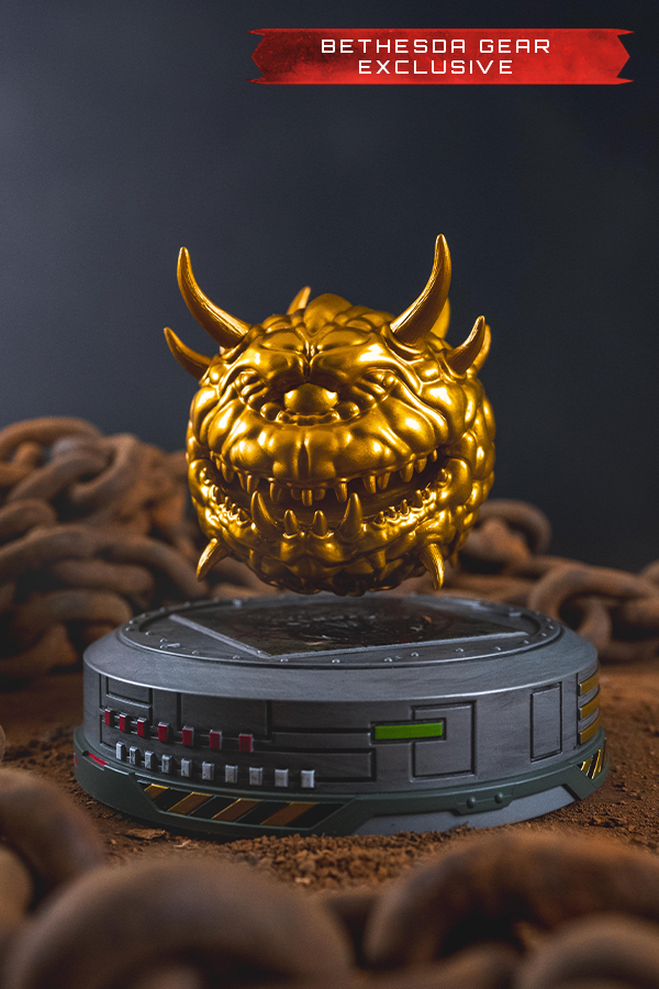 DOOM (1993) Floating Golden Cacodemon Figurine (Bethesda Gear Exclusiv – Bethesda International Gear Store
