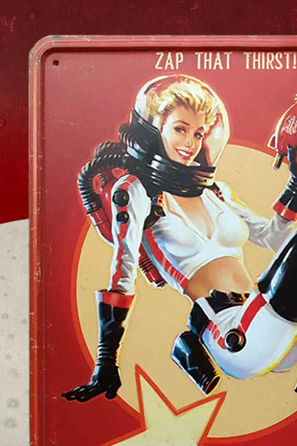 Insegna in metallo della ragazza della Nuka Cola di Fallout