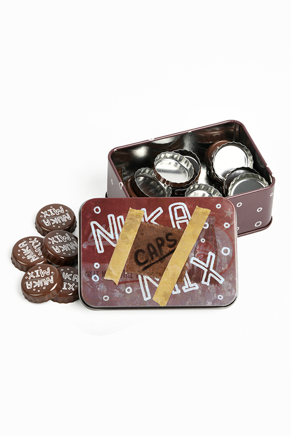 Serie di tappi di bottiglia Fallout Nuka Mix con barattolo da collezione
