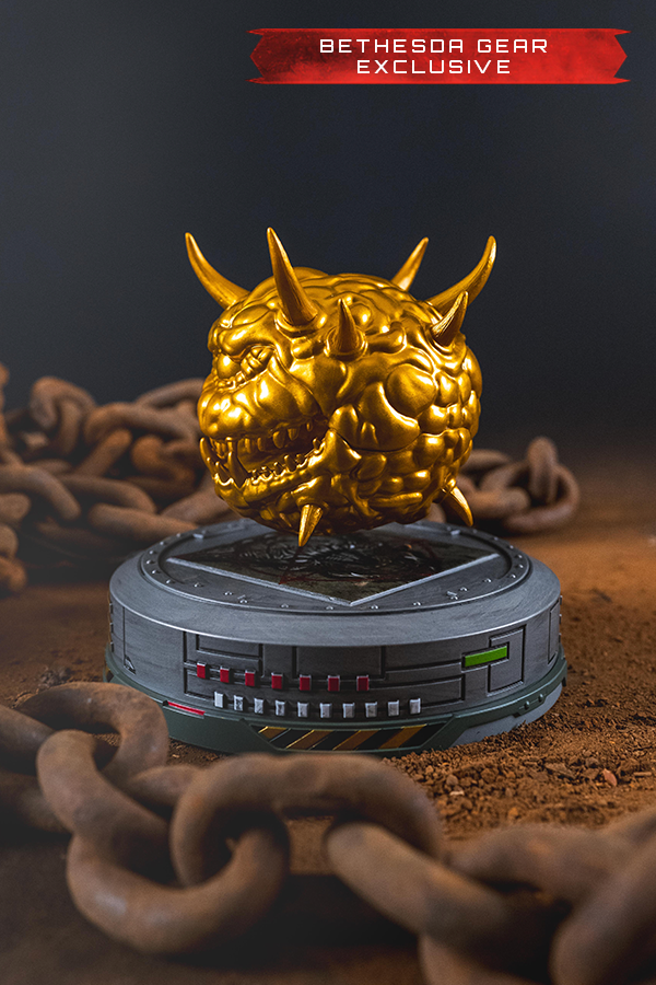 Figurina del cacodemone d'oro fluttuante di DOOM (1993) (esclusiva Bethesda Gear)