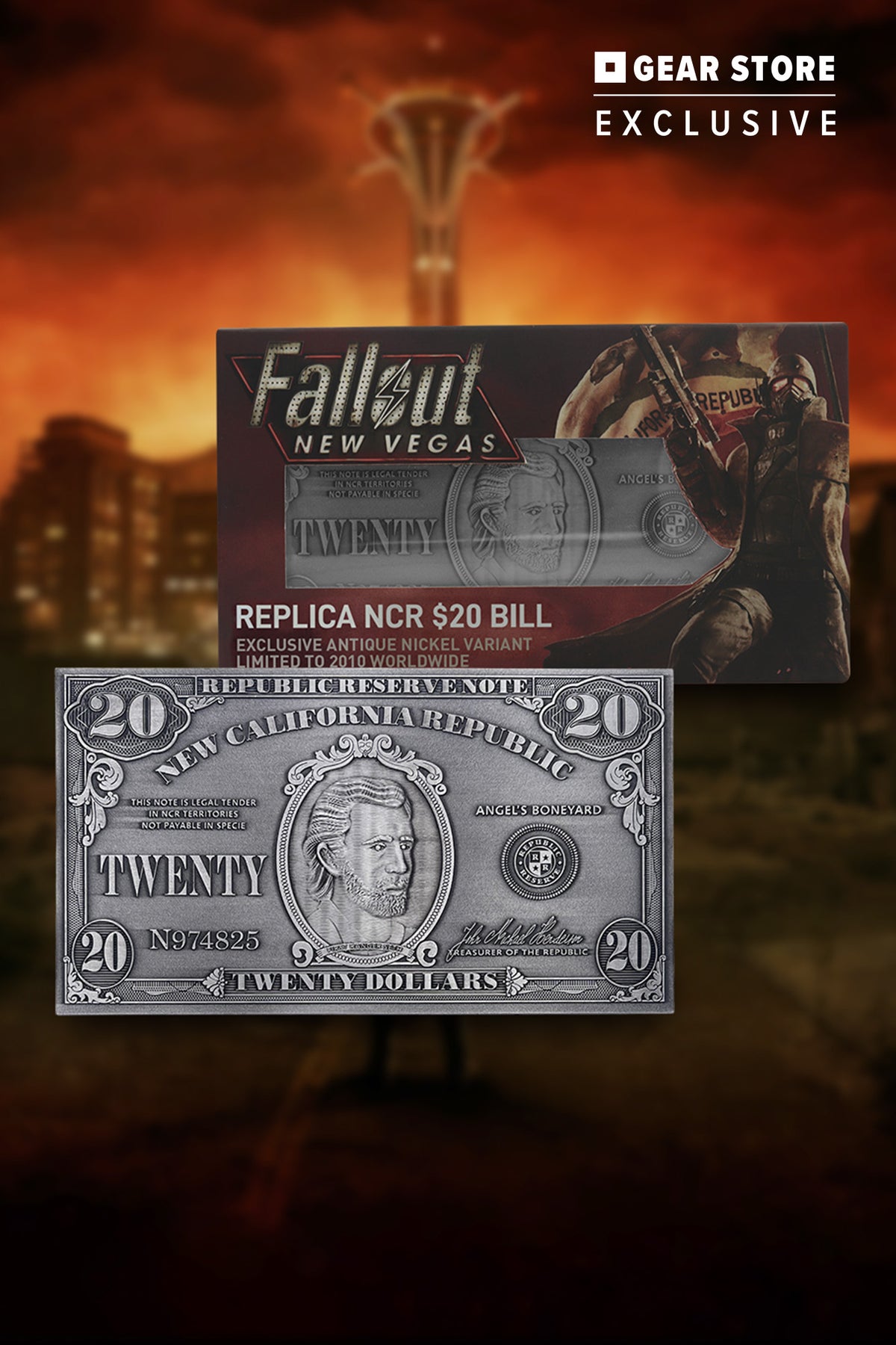 Fallout New Vegas Replica NCR $20 Bill - Satin Nickel (Bethesda Gear Exclusive)