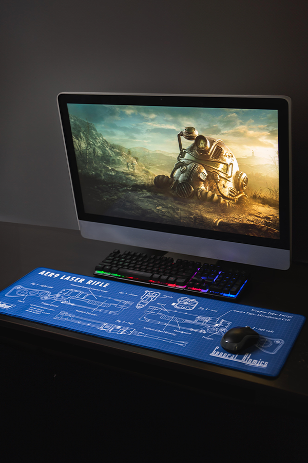 Tappetino per mouse oversize con schemi del fucile laser di Fallout