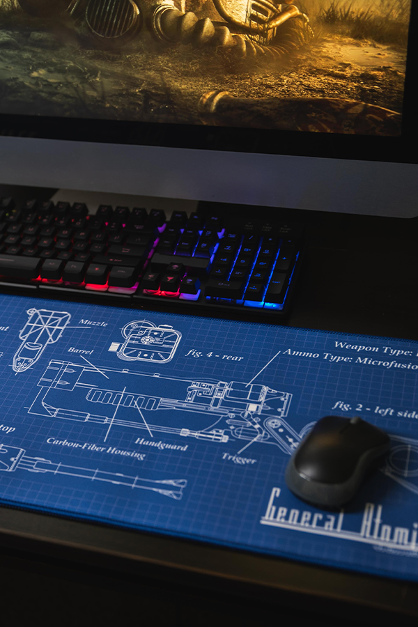 Tappetino per mouse oversize con schemi del fucile laser di Fallout