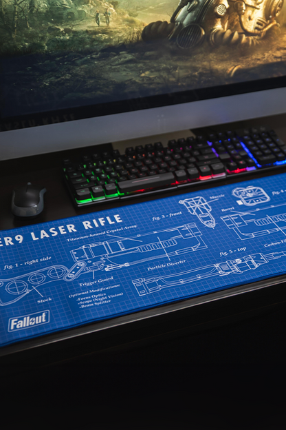 Tappetino per mouse oversize con schemi del fucile laser di Fallout