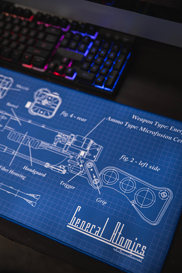 Tappetino per mouse oversize con schemi del fucile laser di Fallout