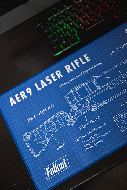 Tappetino per mouse oversize con schemi del fucile laser di Fallout