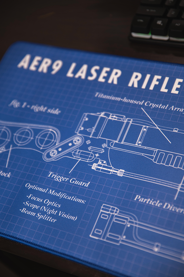 Tappetino per mouse oversize con schemi del fucile laser di Fallout