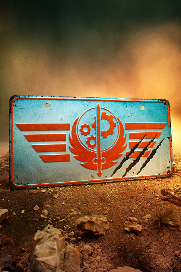 Particle Fallout Plate Fallout Series Brotherhood of Steel Metal License Plate – Bethesda ...