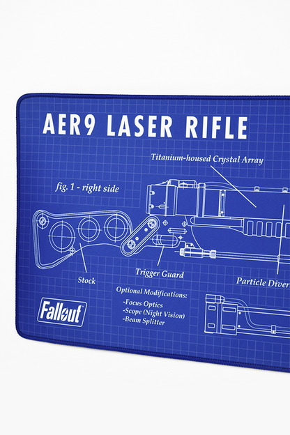 Tappetino per mouse oversize con schemi del fucile laser di Fallout