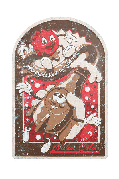 Cartello pubblicitario vintage di Fallout Nuka-Cola in metallo