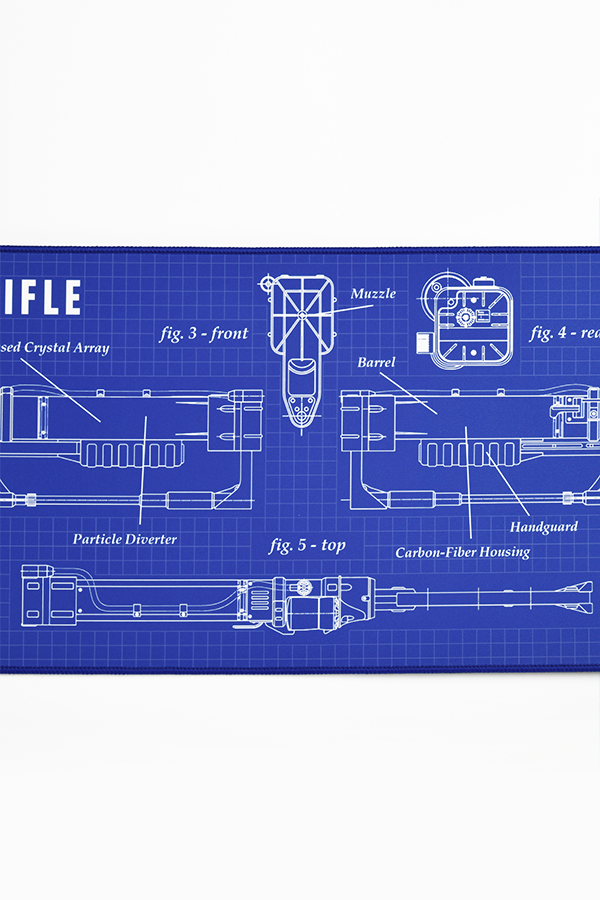 Tappetino per mouse oversize con schemi del fucile laser di Fallout