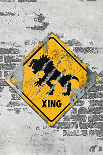 Fallout Deathclaw Crossing Metal Sign