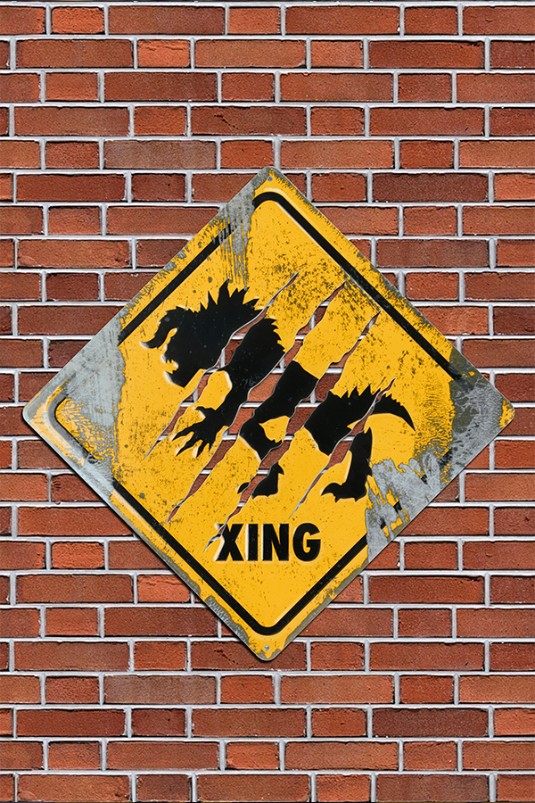 Fallout Deathclaw Crossing Metal Sign
