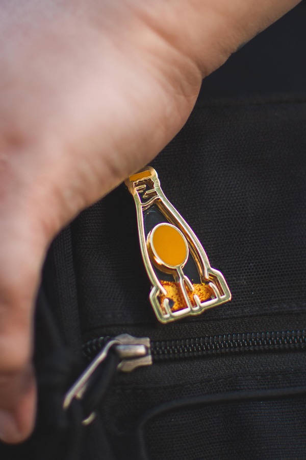 Fallout Nuka Orange Glitter Pin
