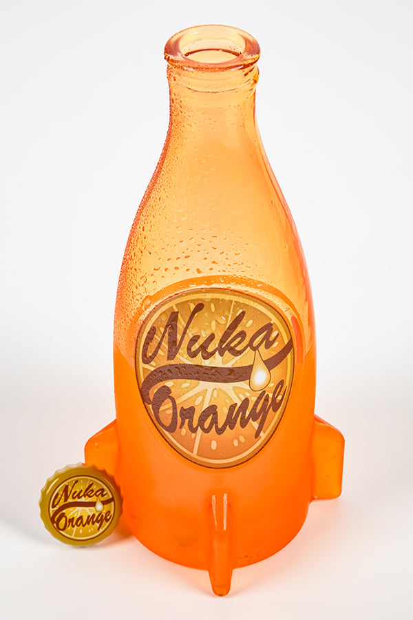 Bottiglia di vetro e tappo arancione di Fallout Nuka Cola