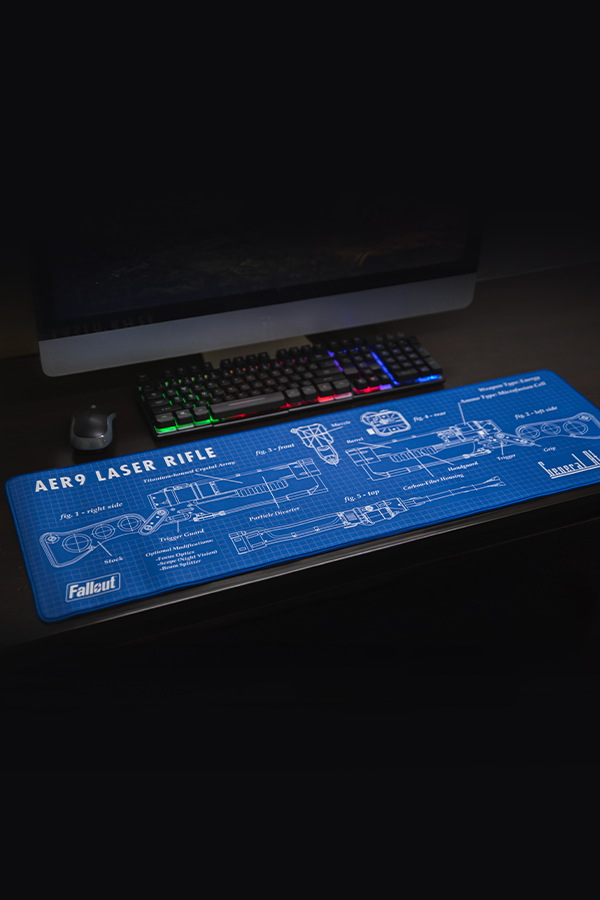 Tappetino per mouse oversize con schemi del fucile laser di Fallout