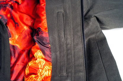 Detail view of the DOOM Slayer Hooded Jacket hidden internal pocket