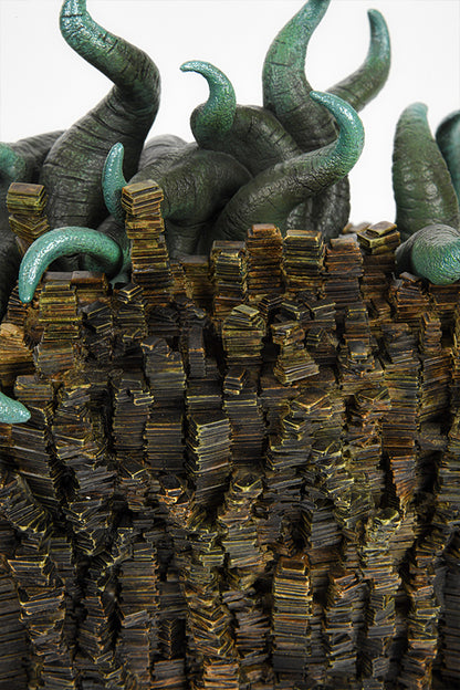 Detail shot of the towers of books and tentacles of The Elder Scrolls Online Hermaeus Mora Limited Edition Statue