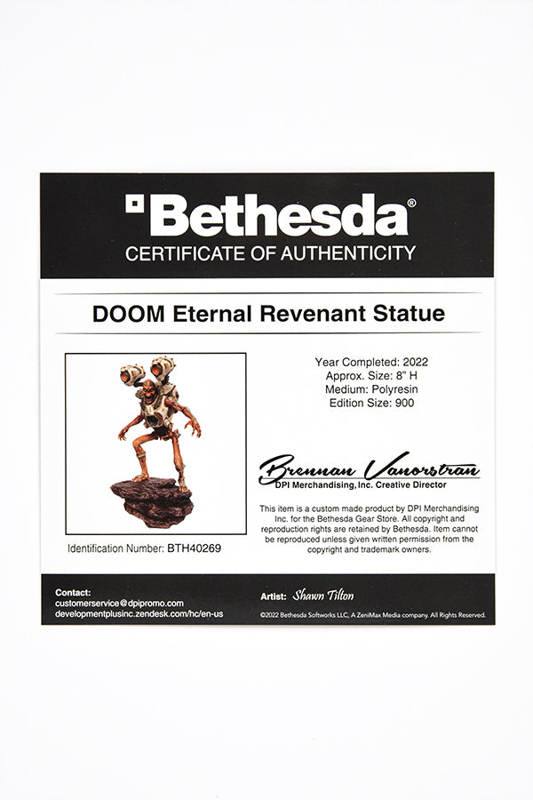 Image of the DOOM Eternal Revenant Statue Certificate of Authenticity