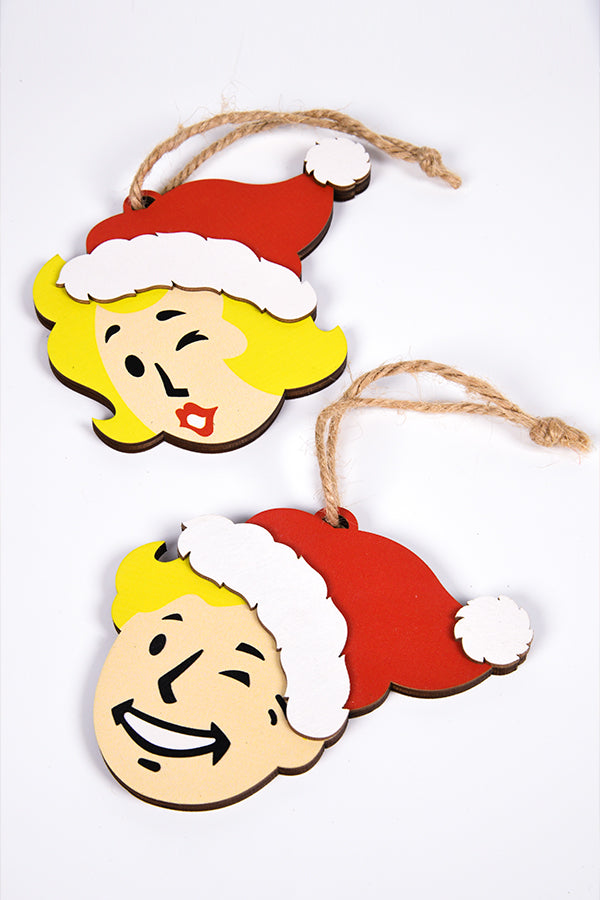  Image: Fallout Vault Boy and Girl Wooden Ornament Set view 2