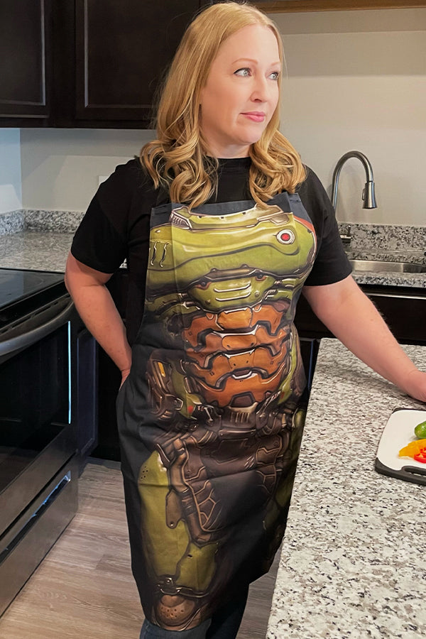 Image: DOOM Slayer Apron on female model