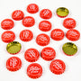 Image of the Nuka Cola Bottle Caps on a flat surface