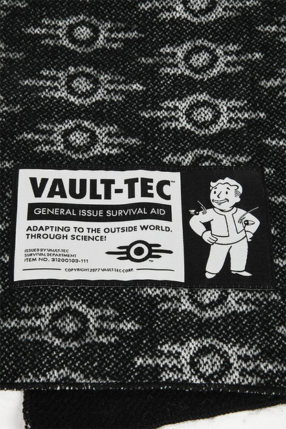 Detail image of the tag on the Fallout Vault-Tec Survival Aid Scarf