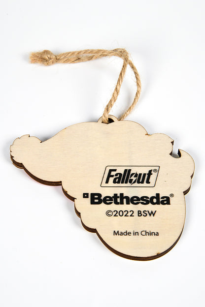 Image: Fallout Vault Boy Wooden Ornament Back view