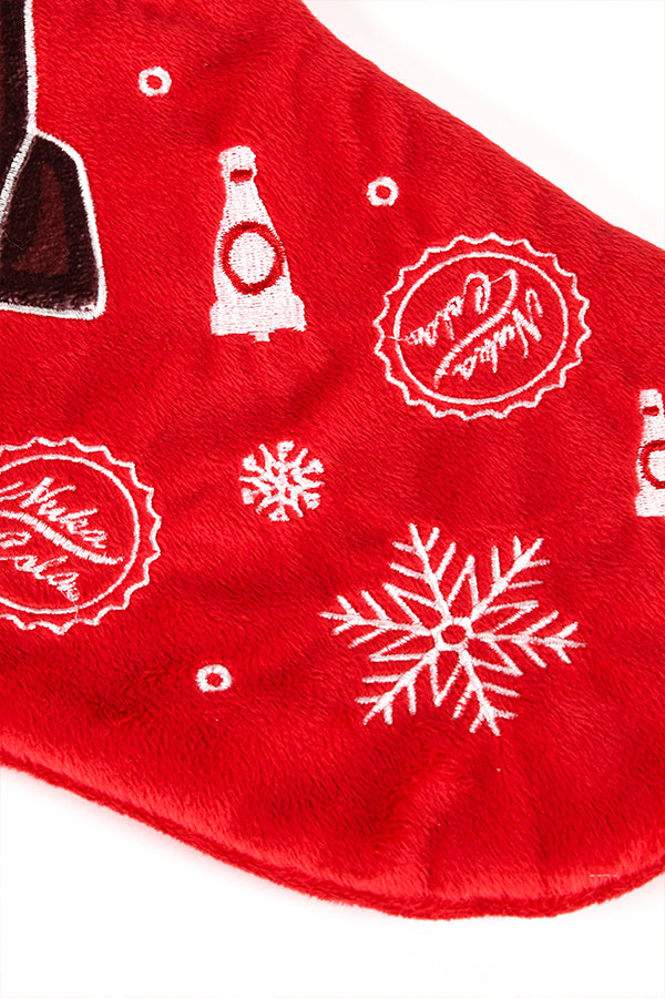 Image: Fallout Nuka-Cola Holiday Stocking closeup of embroidery